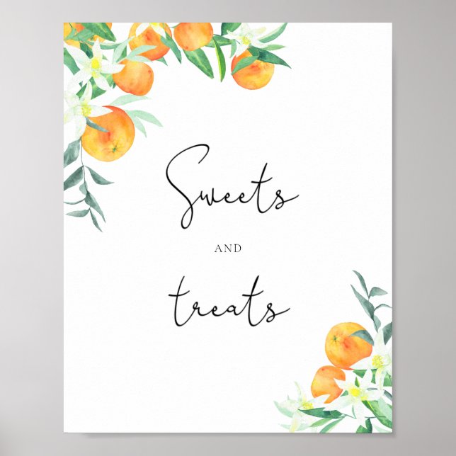 Poster Oranges sucreries et friandises baby shower (Devant)