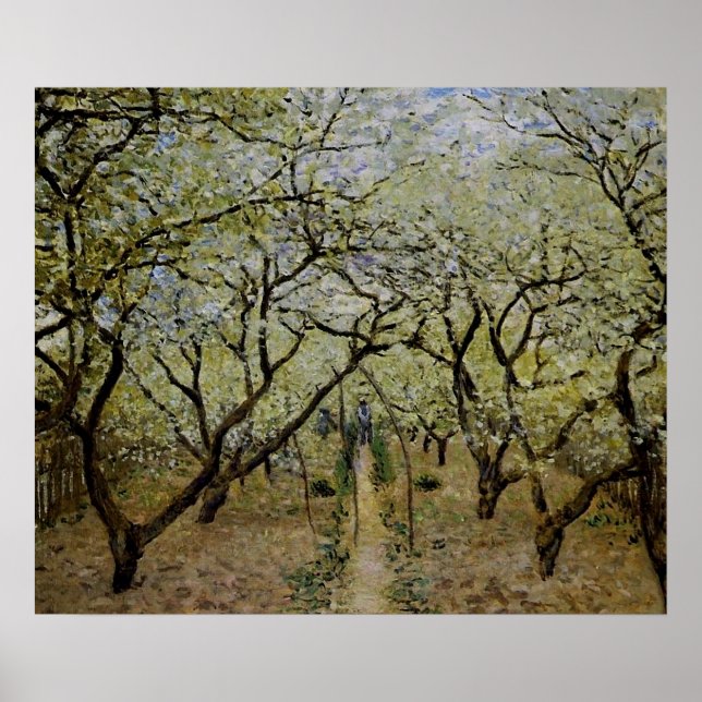 Poster Orchard en fleurs par Claude Monet - Peinture Impr (Devant)