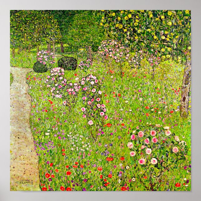 Poster Orchard Gustav Klimt avec Rose (Devant)