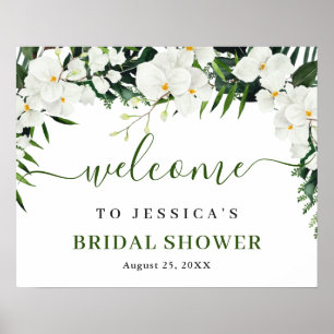 Poster Orchidée blanche élégante Bienvenue Bohème Mariage