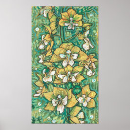 Poster Orchidée Jaune Fleurs tropicales Art de peinture f