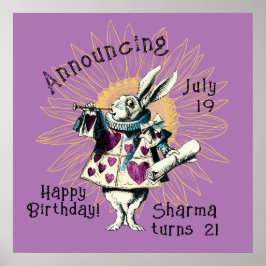 Poster Orchidée White Rabbit Joyeux décret d'anniversaire