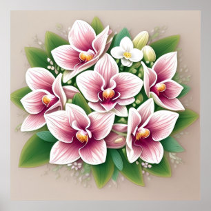 Poster Orchidées roses élégantes en fleurs