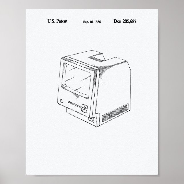 Poster Ordinateur 1986 Brevet Art Livre blanc (Devant)