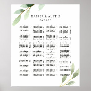 Poster ORDONNANCE ALPHABÉTIQUE Carte de siège Mariage ver