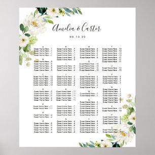 Poster ORDRE ALPHABÉTIQUE Mariage floral Carte de siège