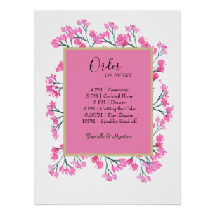 Poster Ordre des événements Mariage Périwinkle Fleur sauv