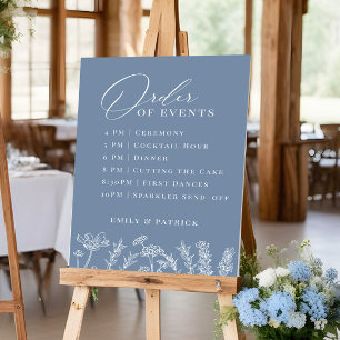 Poster Ordre des événements Mariage Périwinkle Fleur sauv