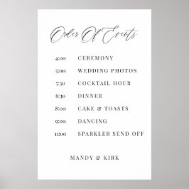 Poster Ordre des événements Panneau de mariage Calendrier