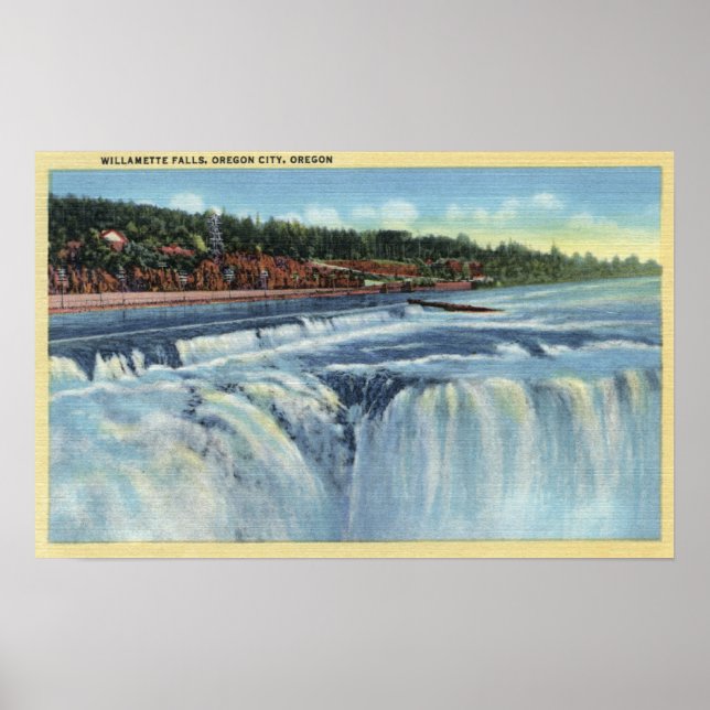 Poster Oregon City, ORWillamette Falls ViewCity, OU (Devant)