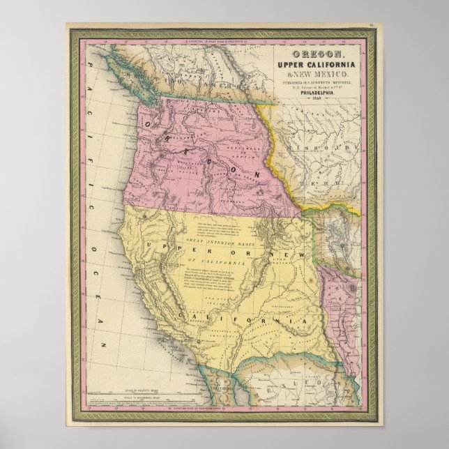 Poster Oregon, Haute-Californie et Nouveau-Mexique (Devant)