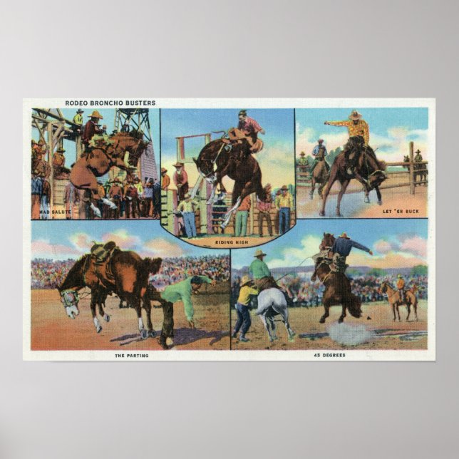 Poster OregonVue panoramique de Rodeo Bronco Busters (Devant)