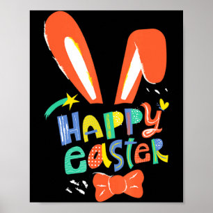 Poster Oreilles de lapin mignonnes joyeuses pâques cravat