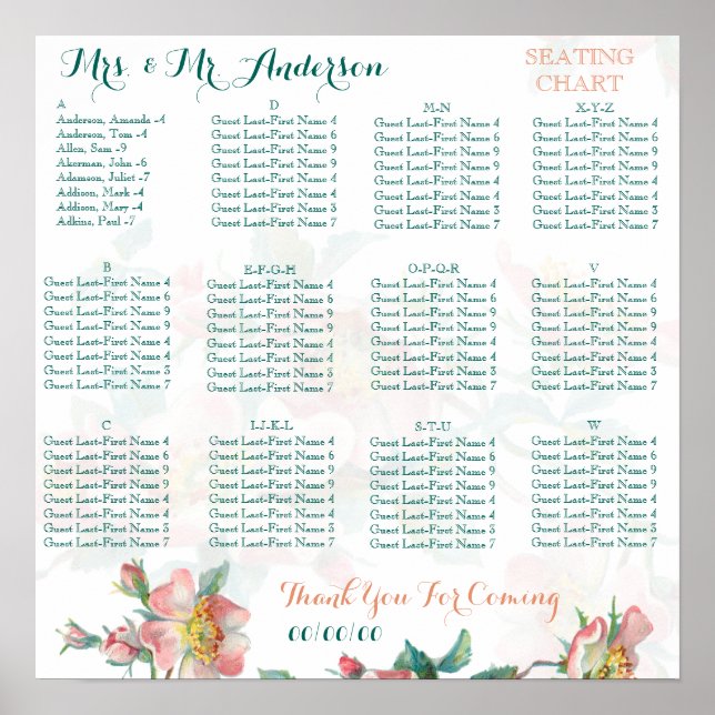 Poster Organigramme alphabétique floral (Devant)