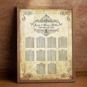 Poster Organiser Plaisir Vintage Mariage Carte de siège