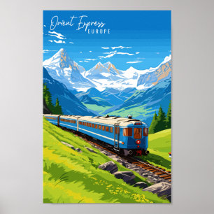 Poster Orient Express Europe illustration de voyage vinta
