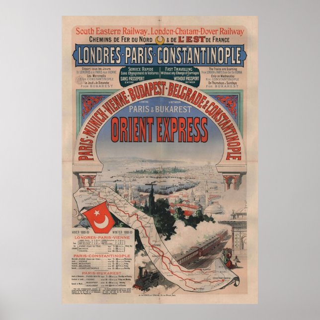 Poster Orient Express Voyage en train Vintage Imprimer (Devant)