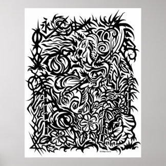 Poster Oriental Tribal Tattoo Design