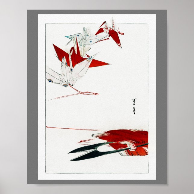Poster Origami d'oiseaux, Watanabe Seitei (Devant)