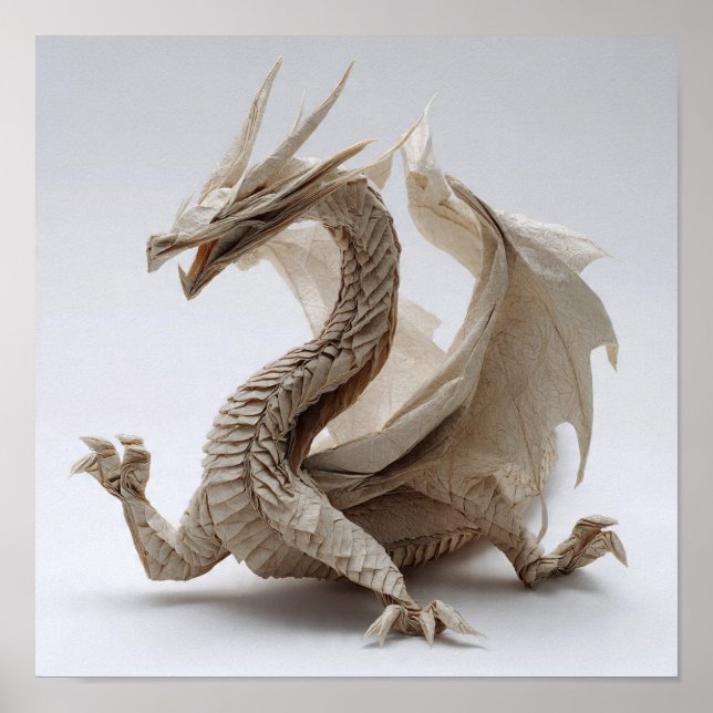 Poster Origami Dragon Complexe plié Art (Devant)