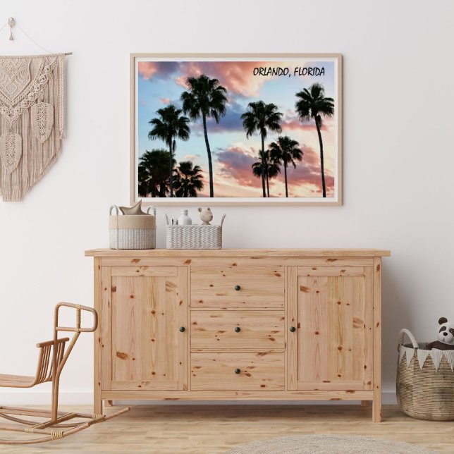 Poster Orlando, Floride Nuages Roses & Palm Trees (Créateur téléchargé)