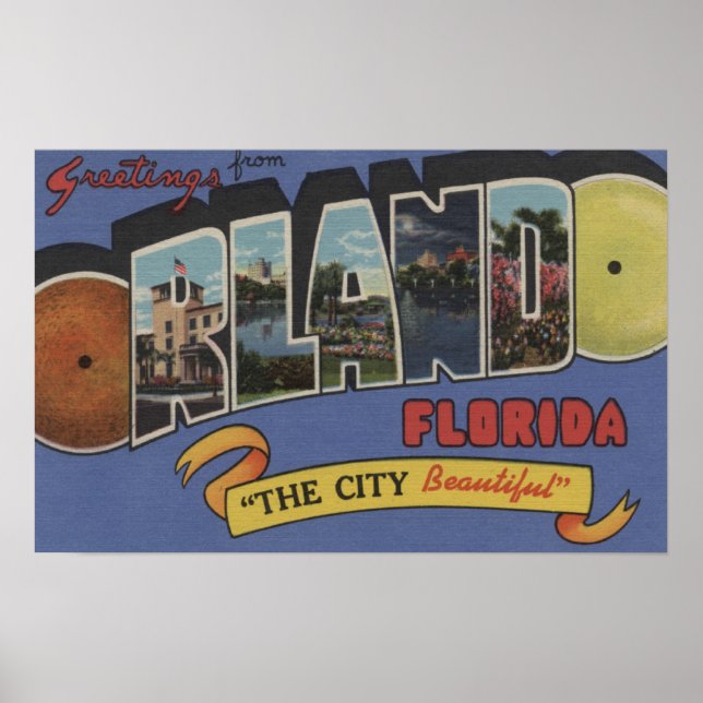 Poster Orlando, Floride - Scènes de grandes lettres (Devant)