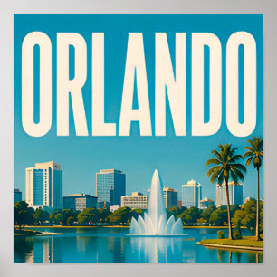 Poster Orlando Lake Eola et vue panoramique du centre-vil