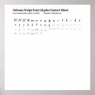 Poster Orléans Script Police Glyphes Contact Feuille