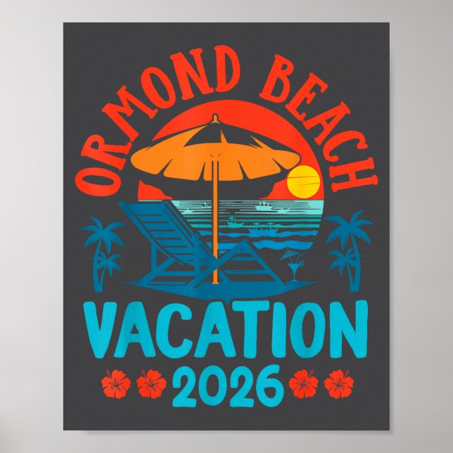 Poster Ormond Beach Florida 2026 Family Vacation Beach Su (Devant)