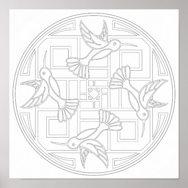 Poster OrnaMENTAL #0021 Colibri Couleur de votre propre (Devant)