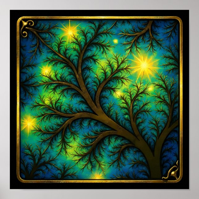 Poster Ornate Metal Overlay Fractal Seamless Wallpaper (Devant)