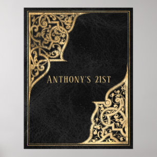 Poster Orné Vintage noir et or