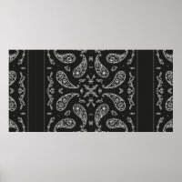 Ornement Bandana noir et blanc Paisley Imprimer. V