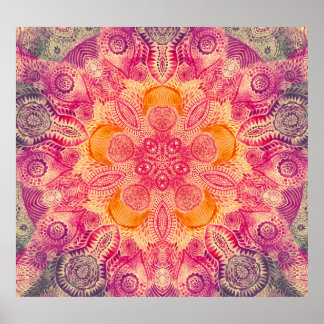 Poster Ornement de dentelle Mandala : Conception d'aquare