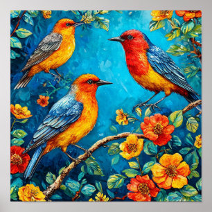 Poster Ornement d'oiseaux