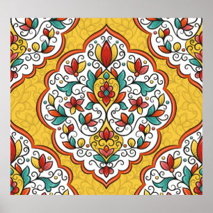Poster Ornement floral : Motifs indiens turcs.