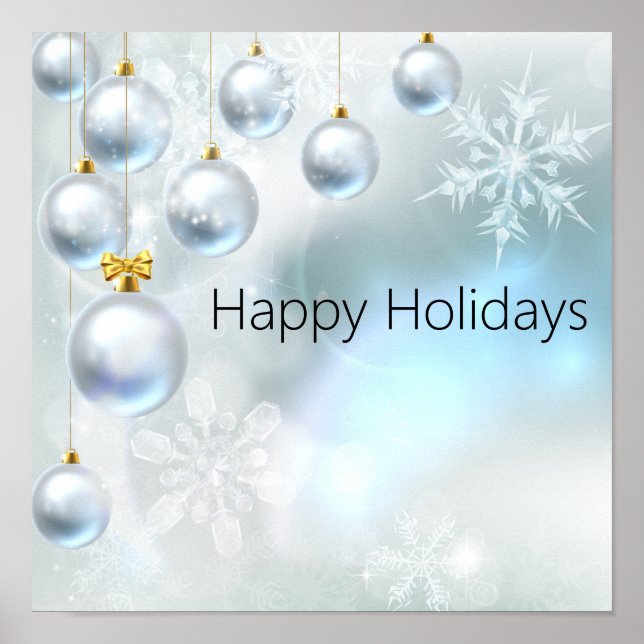 Poster ornements de noël et flocons de neige (Devant)