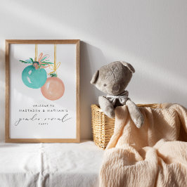 Poster Ornements de Noël Révélation de genre d'hiver Bien