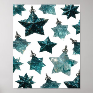Poster ORNEMENTS ÉTOILE BLEUE Argent ATTRAYANTS