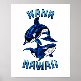Poster Orques de baleines tribales de vacances de Hana Ha