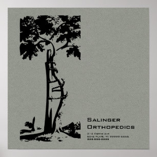 Poster Orthopédie Arbre Tordu Faux Flanelle Gris