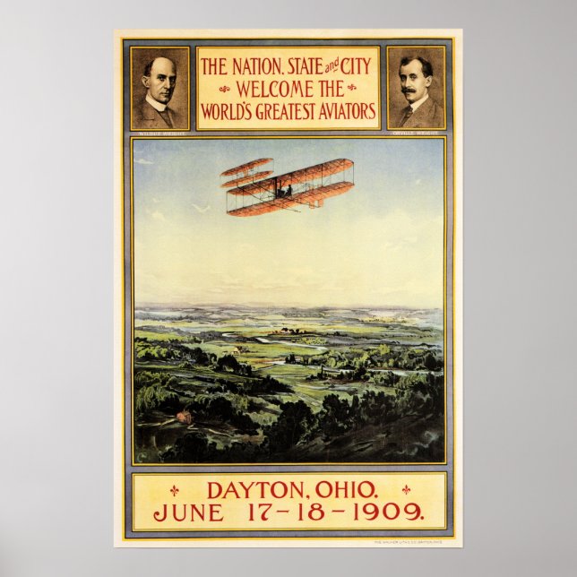 Poster Orville et Wilbur Wright Brothers Grands Aviateurs (Devant)