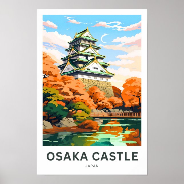 Poster Osaka Castle Japan Travel Print (Devant)