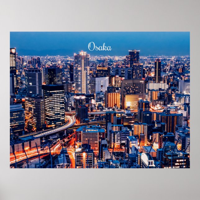 Poster Osaka, Japan cityscape (Devant)
