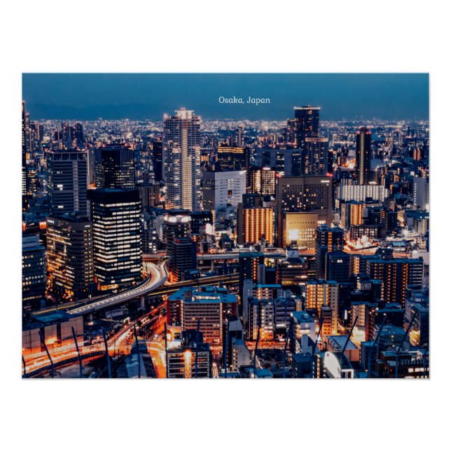 Poster Osaka Japon, photo de la ville (Devant)