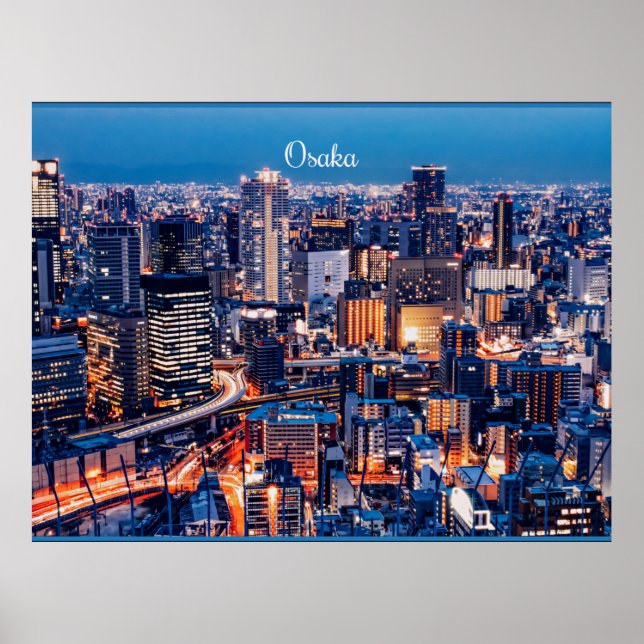 Poster Osaka Japon, photo de la ville (Devant)