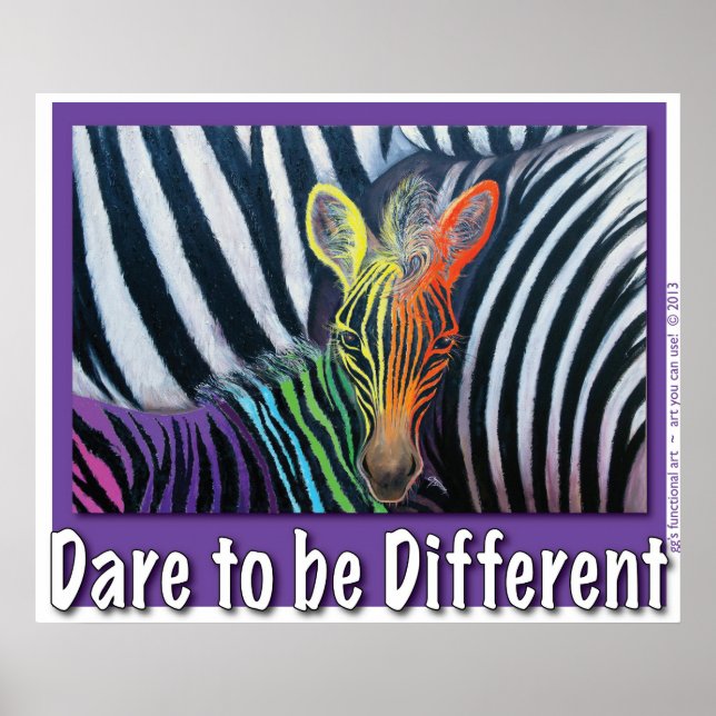 Poster Osez être différent Baby Zebra Design par GG Burns (Devant)
