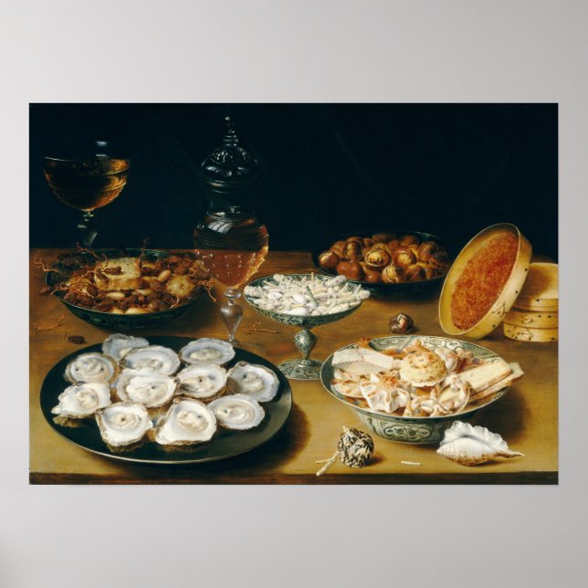 Poster Osias Beert les plats de l'Aîné avec huîtres, frui (Devant)