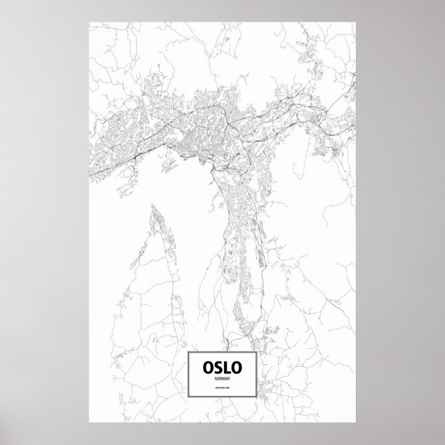 Poster Oslo, Norvège (noir sur blanc) (Devant)