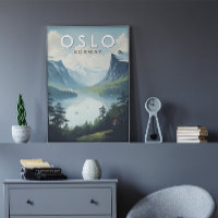 Oslo Norvège Travel Art Vintage